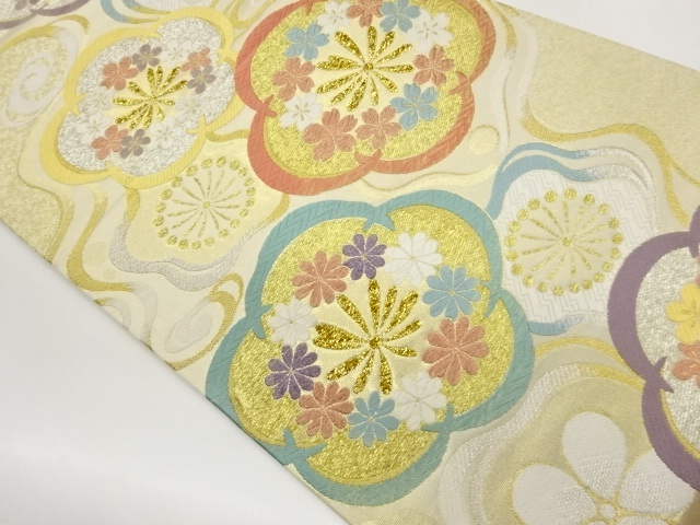 JAPANESE FUKURO OBI / PULP CLOTH / WOVEN FLOWERS